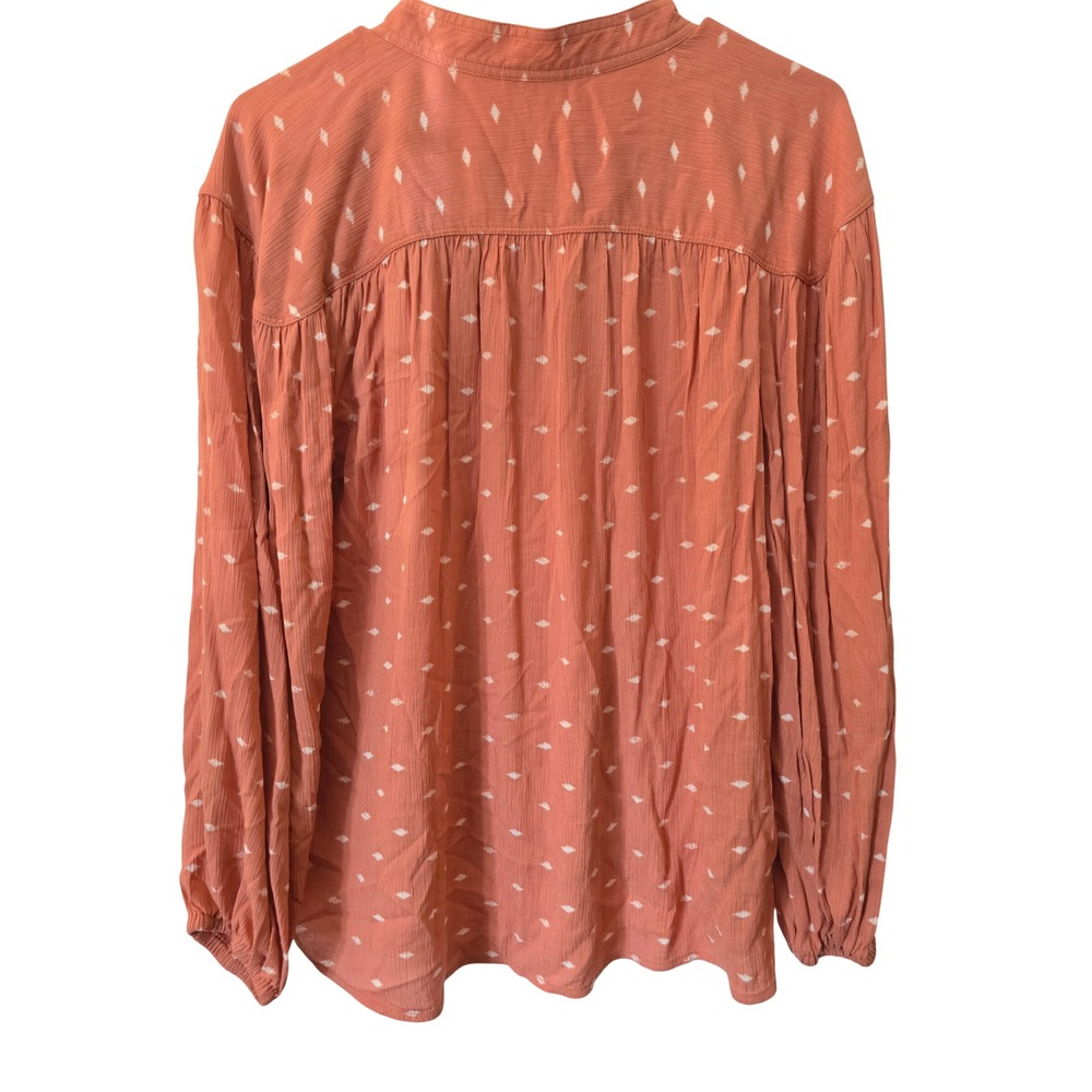 a.n.a A New Approach Terracotta Diamond Print Rayon Flowy Peasant Blouse Medium - Picture 3 of 7